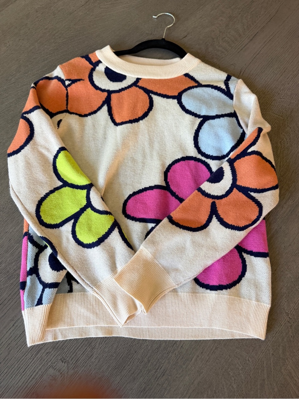 THML Cream Floral Print Sweater Size S